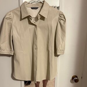 Steve Madden Beige Pleather Button-Down Women's Shirt